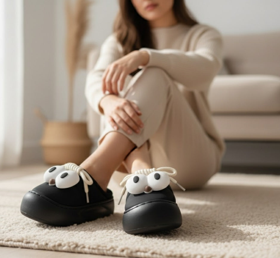 High Sole Indoor Slippers_Black