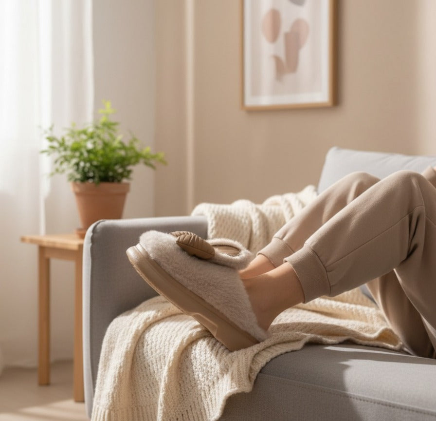 Cozy Furry Indoor Slippers for Women_White